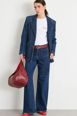Blazer sfiancato in jeans - Blu