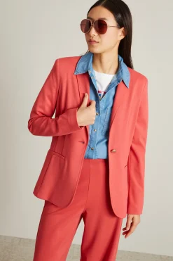 Blazer sfiancato in jersey - Corallo
