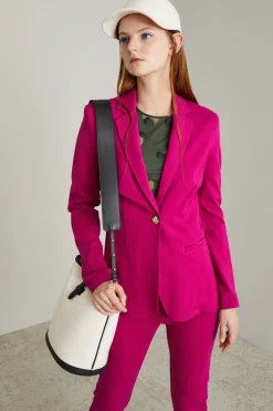 Blazer sfiancato in jersey - Fucsia