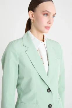 Blazer sfiancato in taffetà - Verde