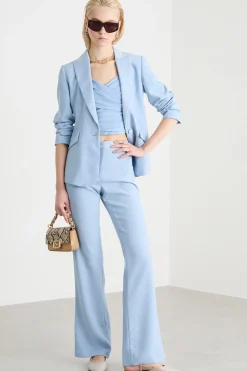 Blazer slim fit con strass - Azzurro