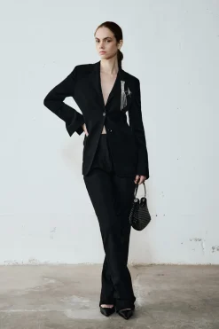 Blazer slim in jersey compatto - Nero