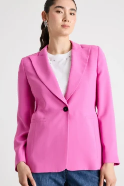 Blazer slim in raso opaco - Fuxia