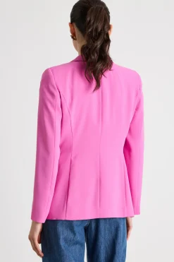 Blazer slim in raso opaco - Fuxia