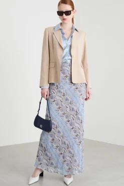 Blazer slim in tela - Cammello