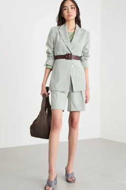 Blazer slim in tela chiné - Verde
