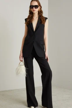Blazer smanicato in lana - Nero