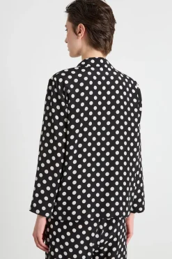 Blazer stampato con cintura - Bianco Nero