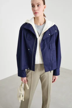 Blouson in gabardina antigoccia - Blu