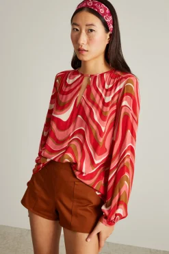 Blusa in creponne di viscosa - Rosa