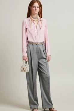 Blusa in crépe di misto seta - Rosa