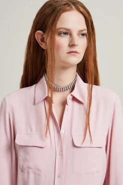 Blusa in crépe di misto seta - Rosa