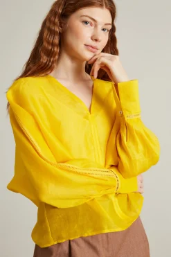 Blusa in garza naturale - Giallo