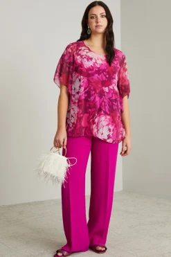 Blusa in georgette di seta - Rosa Bianco