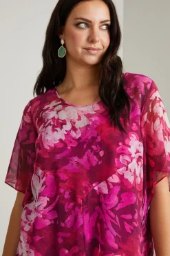 Blusa in georgette di seta - Rosa Bianco