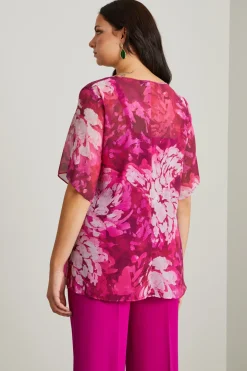 Blusa in georgette di seta - Rosa Bianco