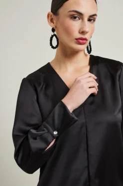 Blusa in raso - Nero