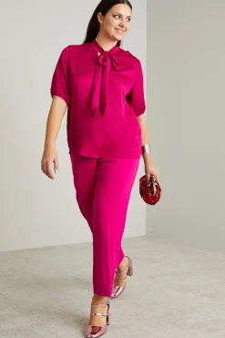 Blusa in raso martellato - Fuxia