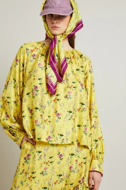 Blusa in seta - Giallo Floreale