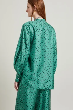 Blusa in twill con foulard - Verde
