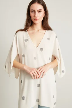 Blusa lunga con strass - Ghiaccio