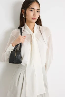 Blusa a foulard in georgette - Bianco