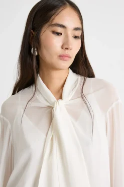 Blusa a foulard in georgette - Bianco