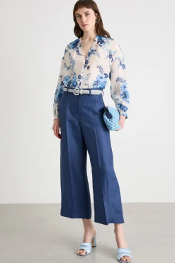 Blusa alla coreana - Bianco Blu