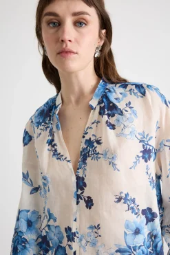 Blusa alla coreana - Bianco Blu