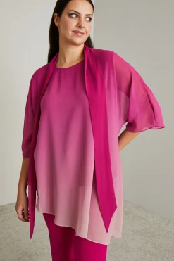 Blusa asimmetrica in georgette - Rosa Fuxia