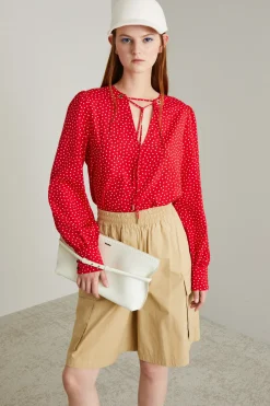 Blusa con apertura a goccia - Rosso
