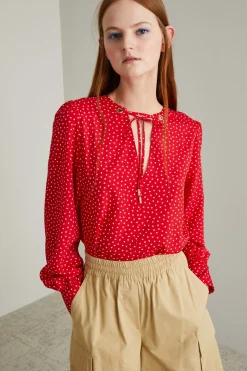 Blusa con apertura a goccia - Rosso