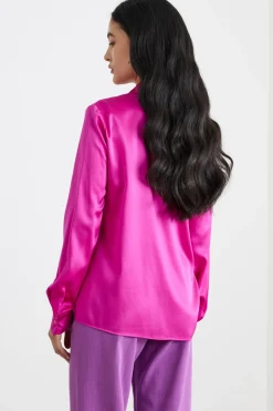 Blusa con bottoni nascosti - Fuxia