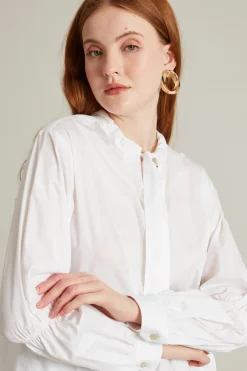 Blusa con collo a coulisse - Bianco