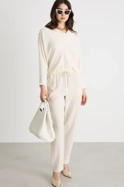 Blusa con collo a cratere - Bianco