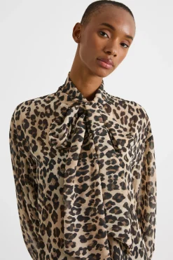 Blusa con collo a foulard - Animalier