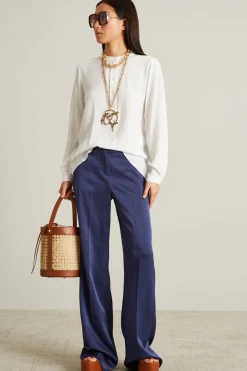Blusa con collo alla coreana - Bianco