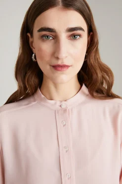 Blusa con collo alla coreana - Rosa