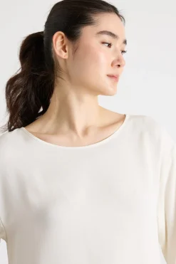 Blusa con fondo asimmetrico - Bianco