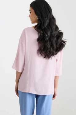 Blusa con fondo asimmetrico - Rosa