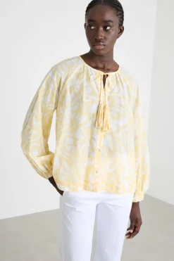 Blusa con lacci - Giallo Bianco