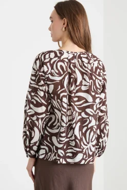 Blusa con lacci - Marrone