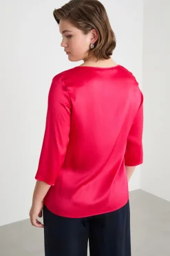 Blusa con maniche a tre quarti - Fuxia