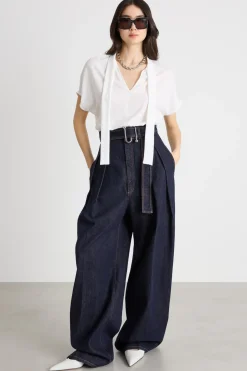 Blusa con micro cristalli - Bianco