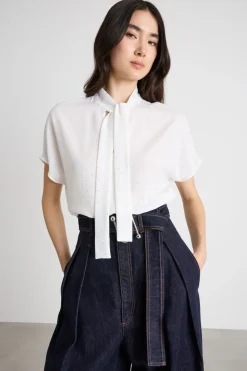 Blusa con micro cristalli - Bianco