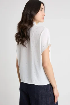 Blusa con micro cristalli - Bianco