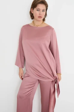 Blusa con nodo laterale - Rosa