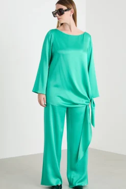 Blusa con nodo laterale - Verde