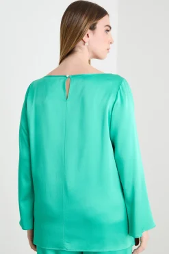 Blusa con nodo laterale - Verde
