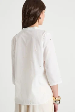 Blusa con paillettes - Bianco